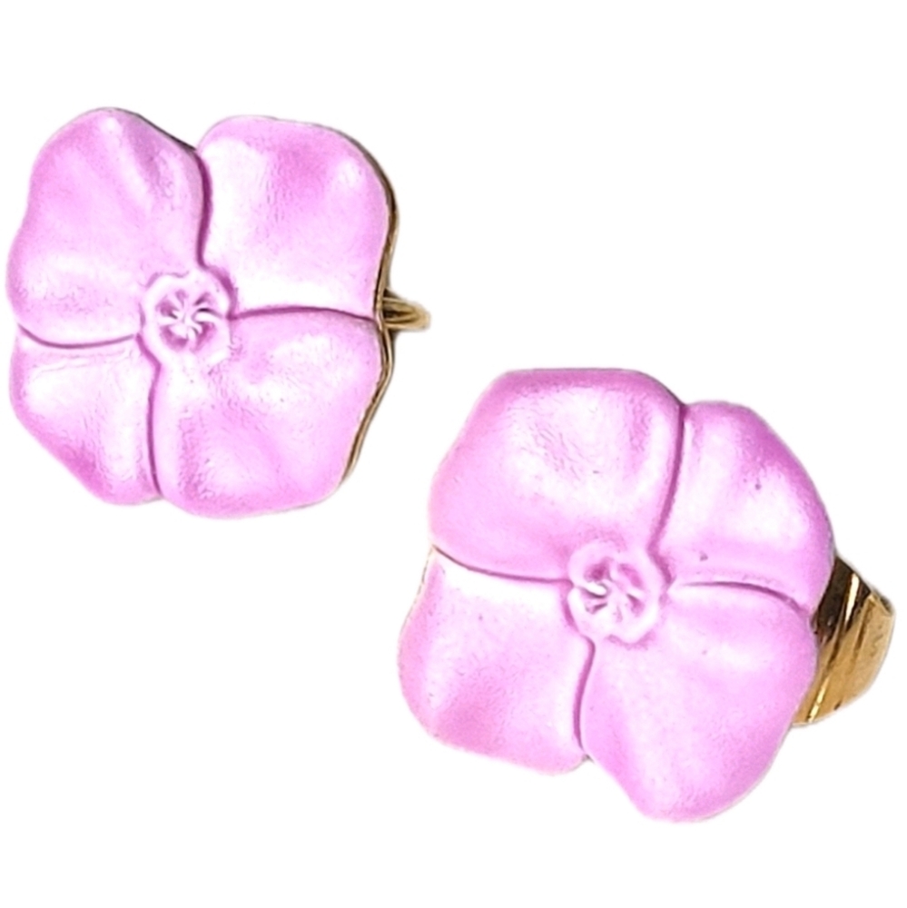 Vintage Dainty Lavender Pastel Purple Flower Clip-on Earrings - Picture 1 of 6